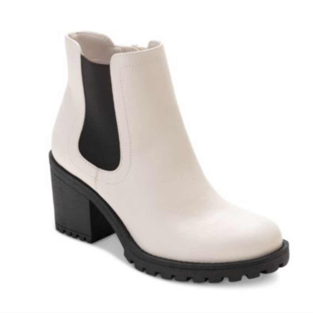 Morghan Lug Sole Block-Heel Booties